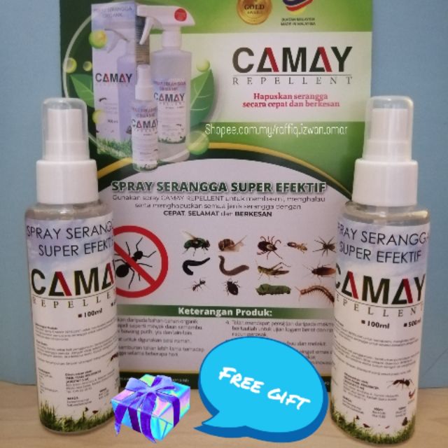 100ml x 2 botol CAMAY SPRAY SERANGGA INSECT REPELLENT NATURAL HAMA KUTU