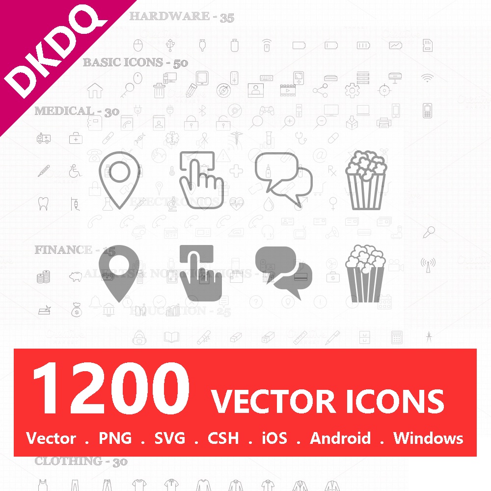 👾 1200 Vector Clean Line Icons Graphic Design Elements ATHENA0002 AI ...