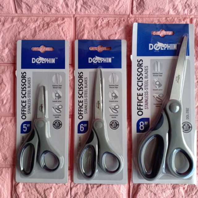 Dolphin office scissors stainless steel blades 5/6/8 C | Shopee Malaysia