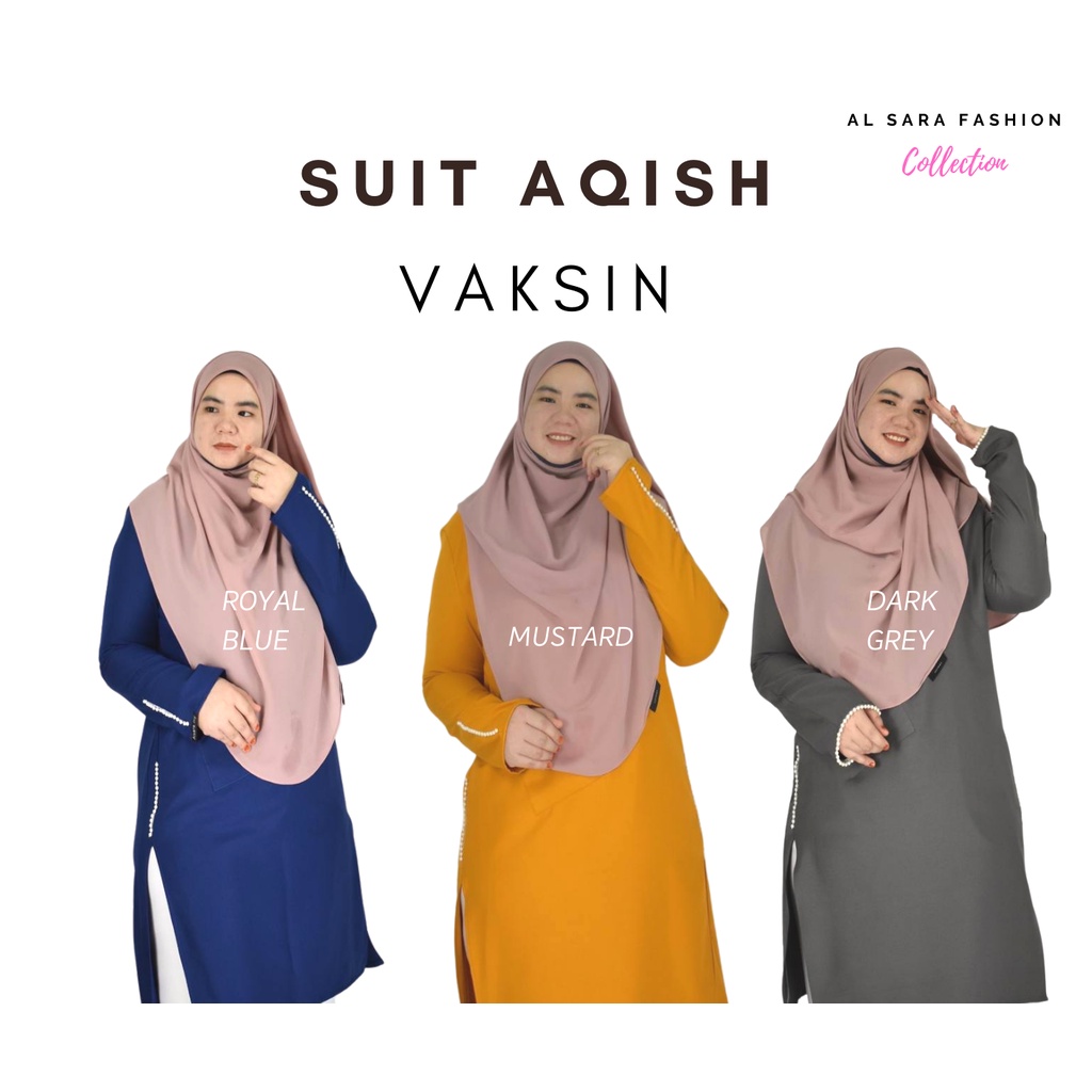 AQISH MANIK SUIT (TOP + PANT), SUIT MESRA VAKSIN , SUIT HAJI & UMRAH, SUIT MUSLIMAH EXLUSIVE