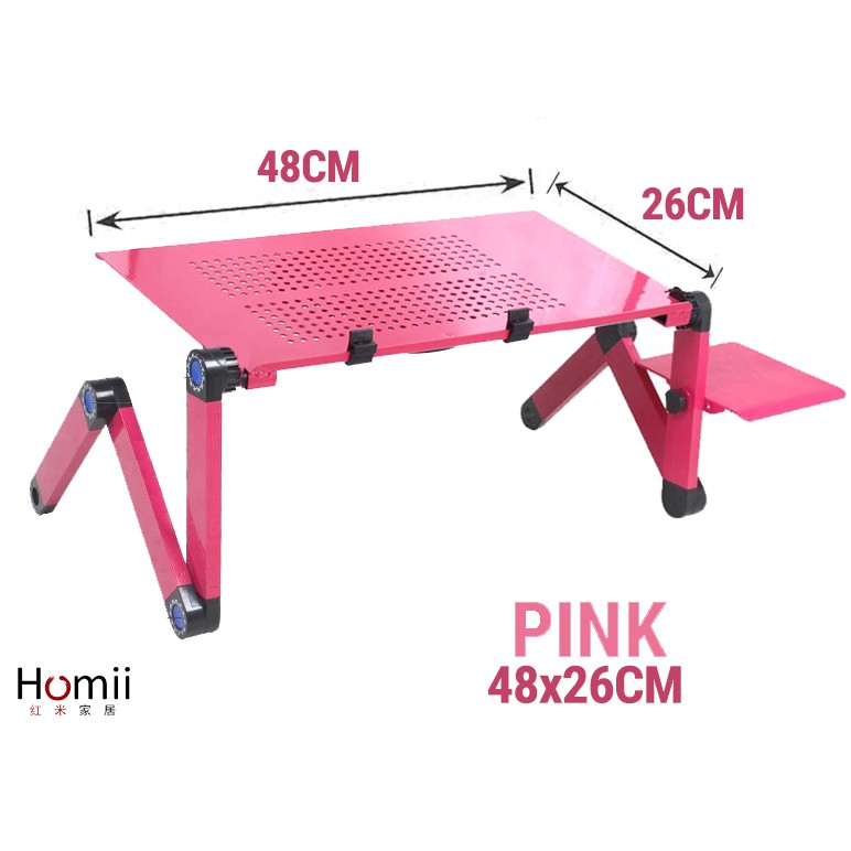 🔥 Foldable Laptop Stand Table 3 Sections Aluminium With Mouse Stand & Cooling Fan Adjustable