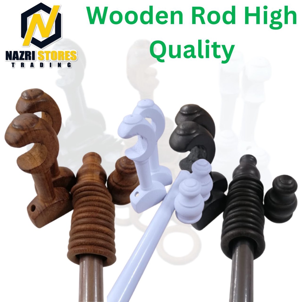 Wooden Rod Track Langsir Kayu 28mm Sesuai untuk semua jenis ring