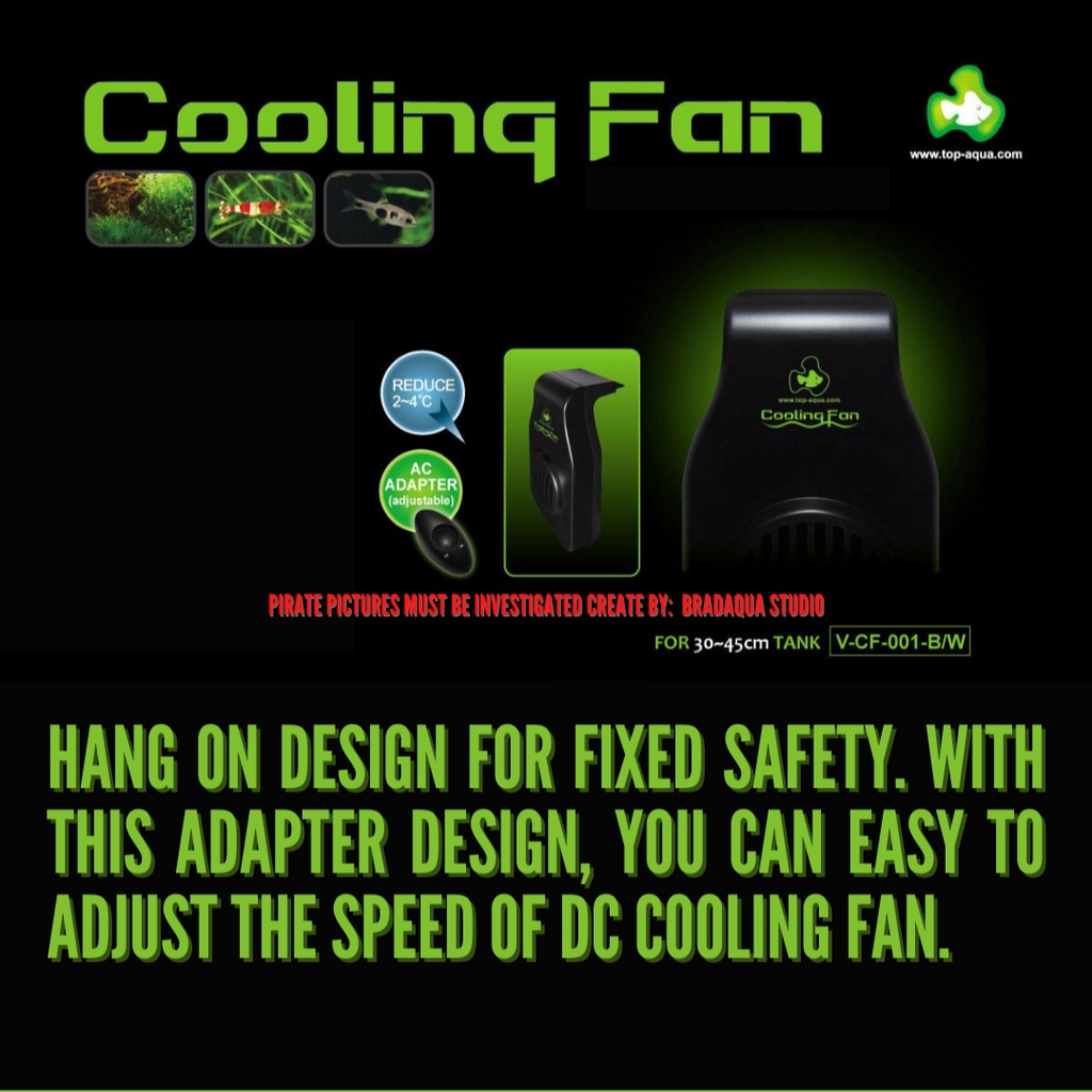 TOPAQUA Cooling Fan Adjustable Speed Fish Tank Hang on Chillers ...