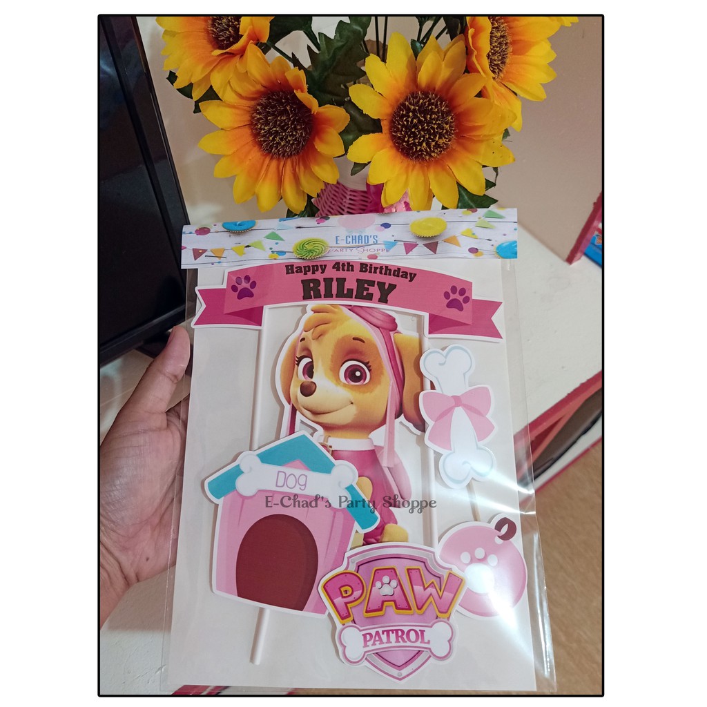 PAW PATROL SKYE Cake Topper Set (FREE Customized Name) | Shopee Malaysia