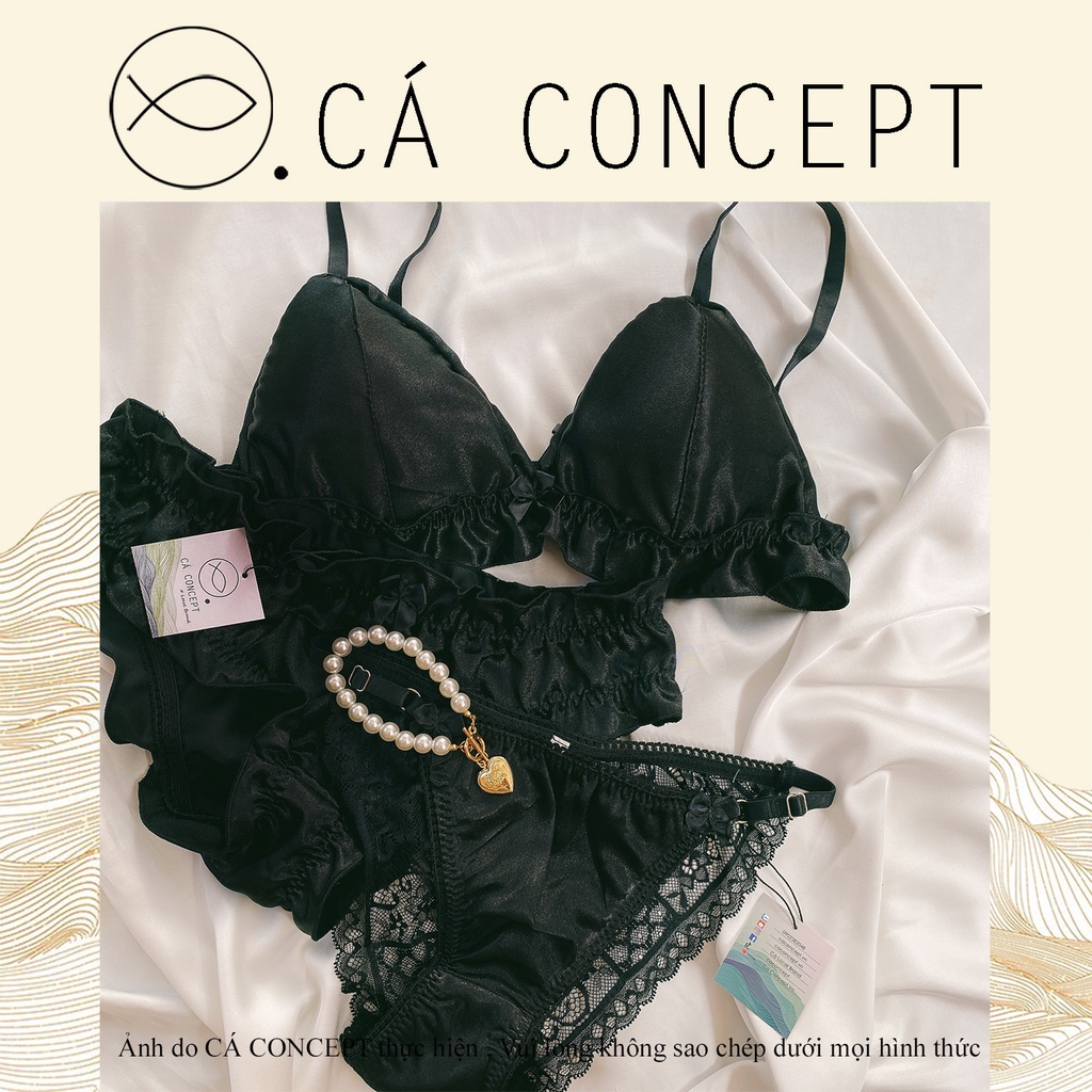 Women's black lace bra Set with padded underwire FISH CONCEPT underwear ...