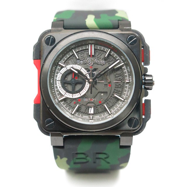 Men Watch Bell Ross BR X1 Quartz Battery 46mm Chronograph Green