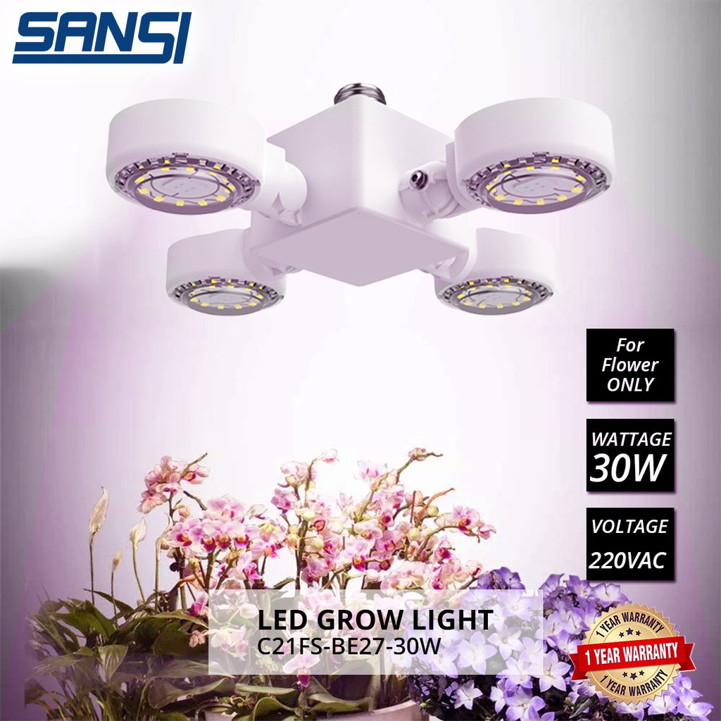 SANSI 30W LED Grow Light Bulb Flower Spectrum E27 And Grow Light Lamp ...