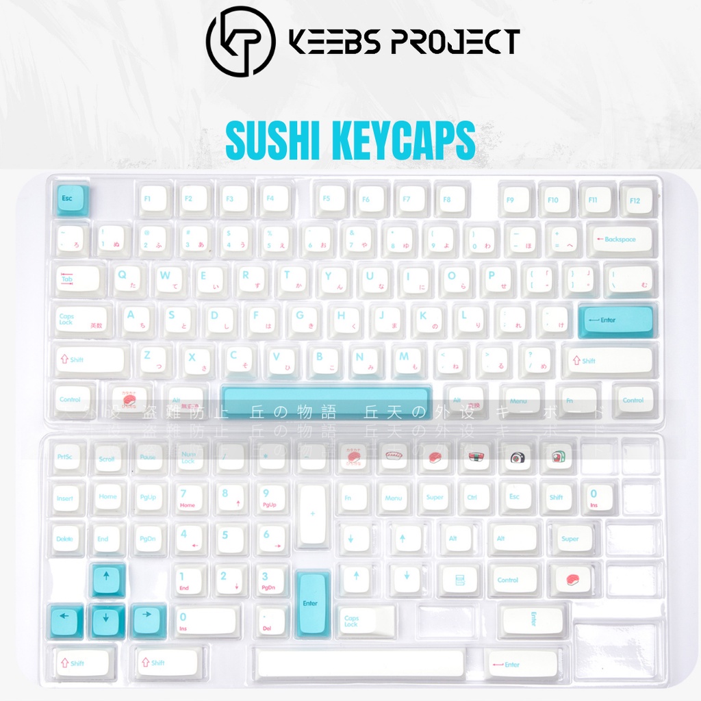 Japanese Sushi keycaps XDA profile 131 keys | Blue keycaps | Japanese ...