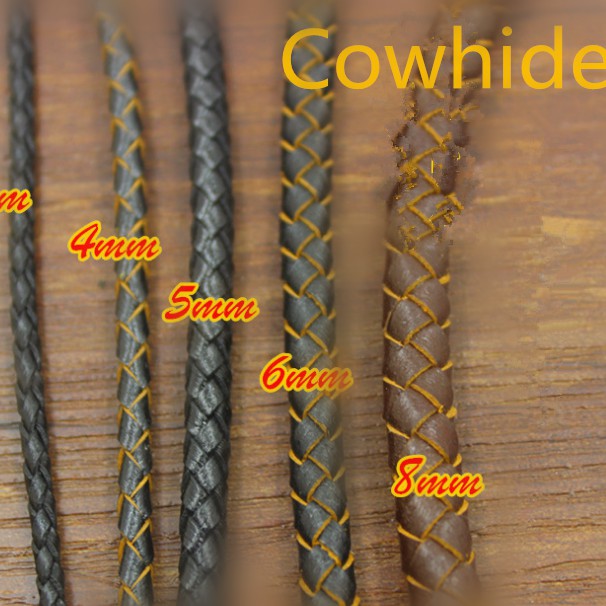 1M Diy Bracelet Cowhide Rope Weaving Leather Cord 3/4/5/6/8MM | Shopee ...