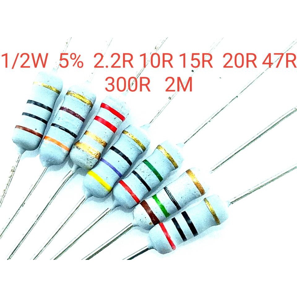 Jiado Resistor 1/2W 5% 2.2 ohm 10ohm 15ohm 20ohm 47ohm 100ohm 300ohm ...