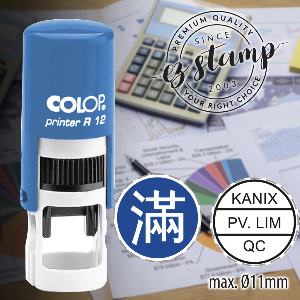 COLOP Printer R12 (11mm Diameter) Custom Text - RED RUBBER | Shopee ...