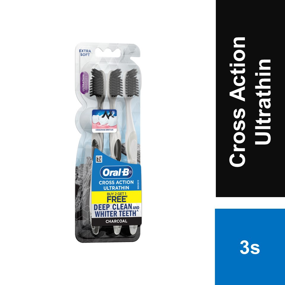 OralB Cross Action Ultrathin Charcoal Toothbrush 3s Shopee Malaysia