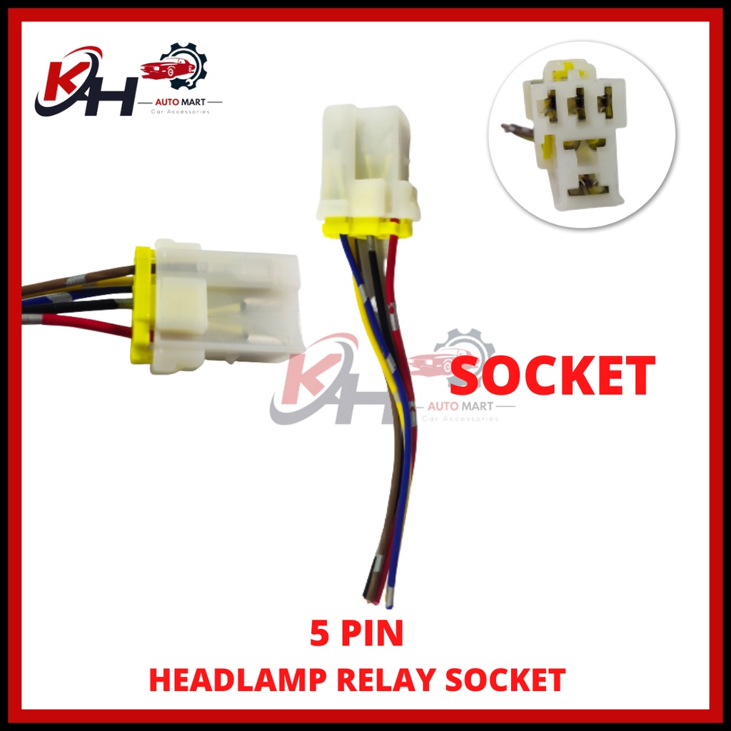 PROTON WAJA WIRA HEADLAMP RELAY SOCKET 5 PIN 398 UNIVERSAL LAMPU BESAR