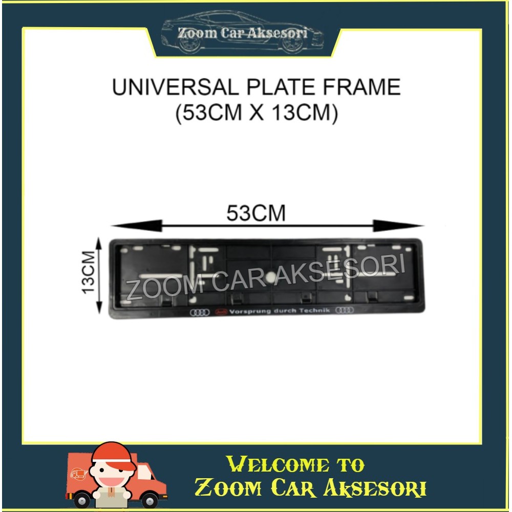 Universal Car number Plate License Frame Cover AUDI BLACK design (53cm ...