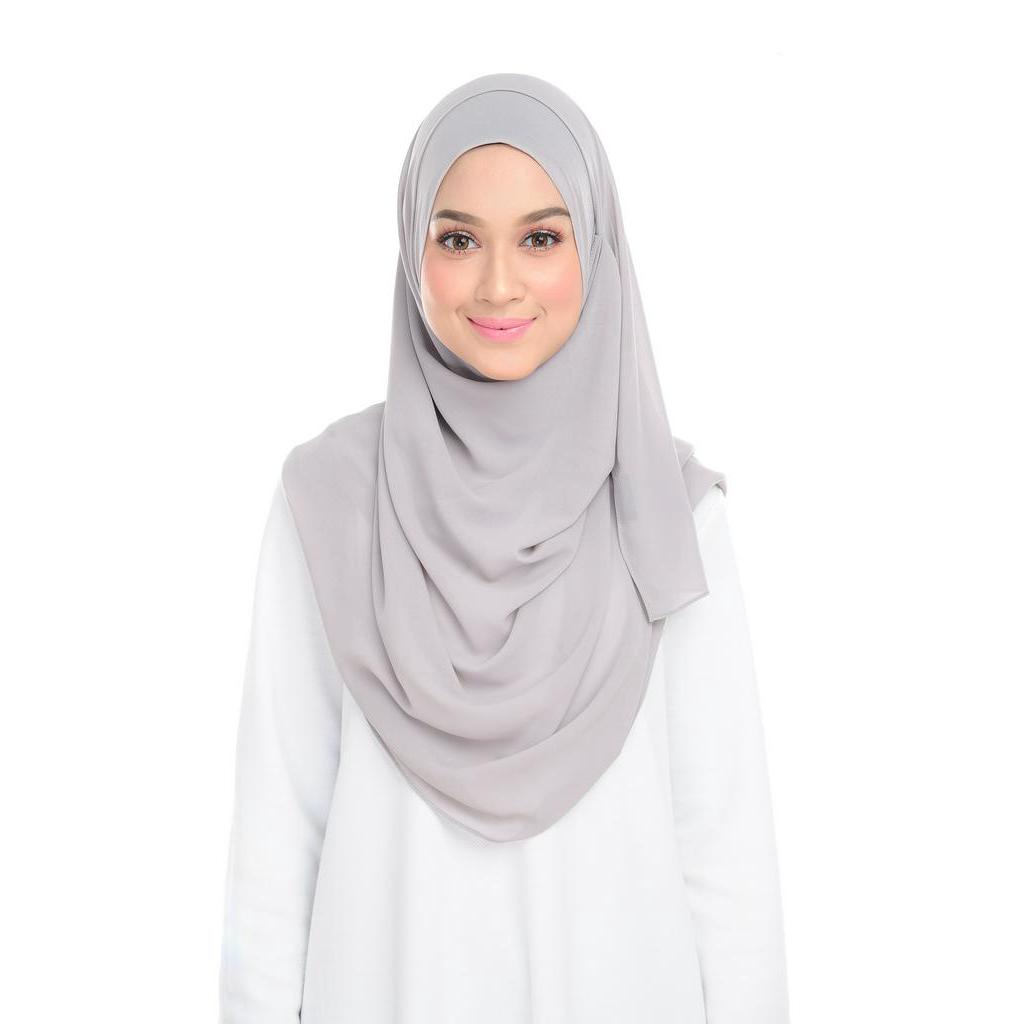 Benang Hijau Lily Plain Chiffon Instant Shawl - Vaporous Grey | Shopee ...