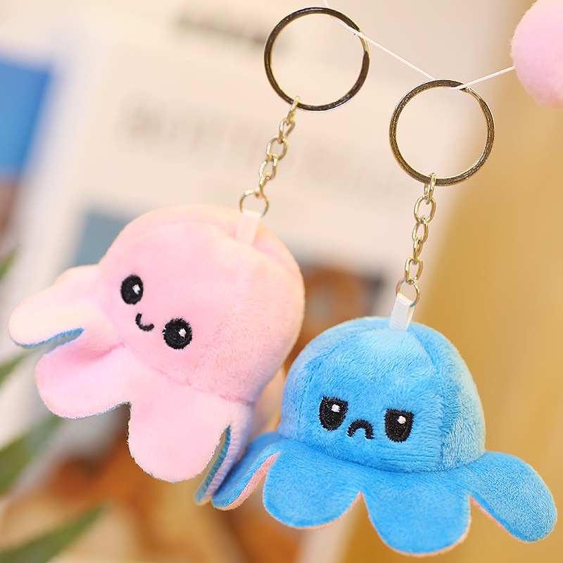 keychain Flip face octopus plush toy rantai kunci sotong reversible pendant octopus Shopee Malaysia