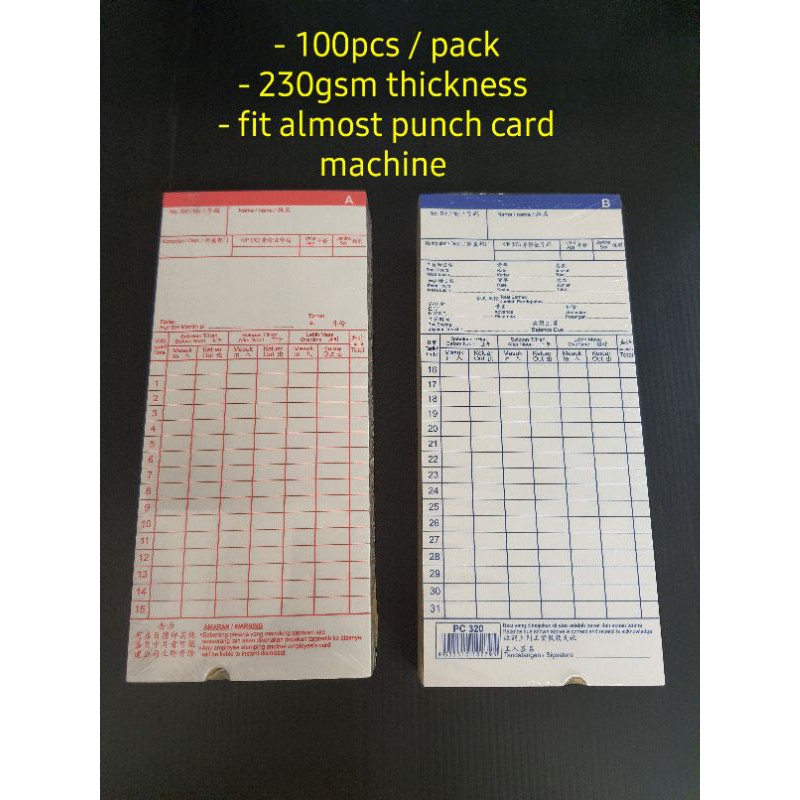 Punch card time card punch card machine card kad waktu Shopee Malaysia