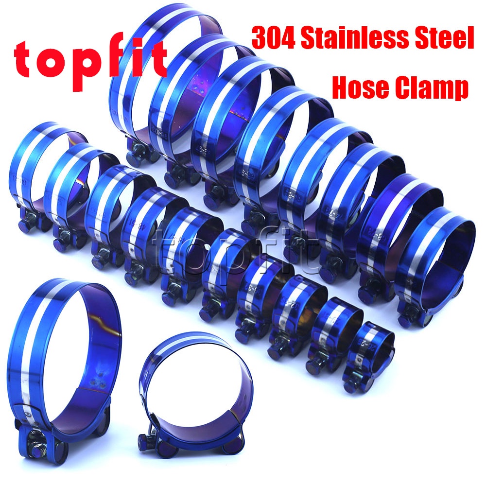 304 Stainless Steel Hose Clamp Kit Adjustable Titanium Blue T Bolt