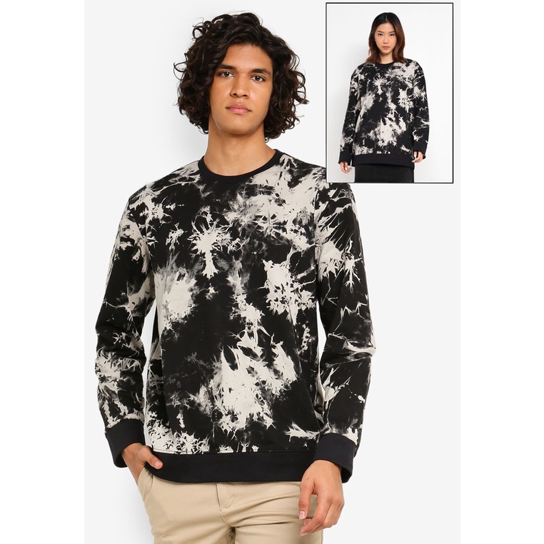 UniqTee Charcoal Tie Dye Sweatshirt Unisex Q18199SW Shopee Malaysia