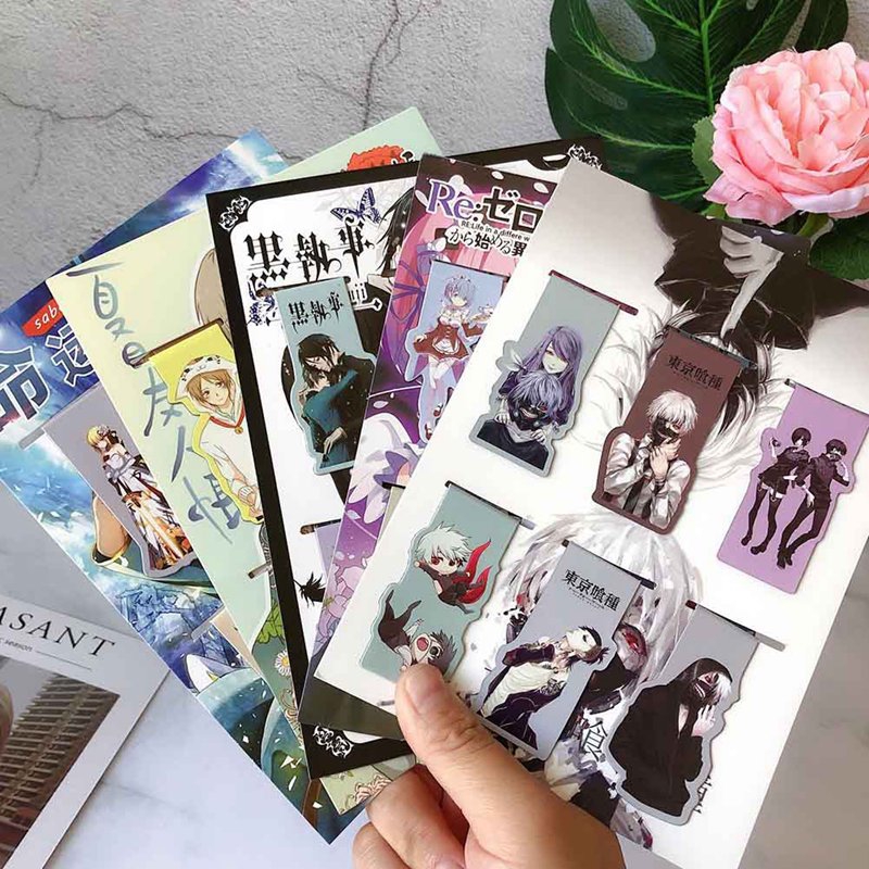 6PCS Black Butler Magnet Bookmarks Creative Reading Book Marks Various ...