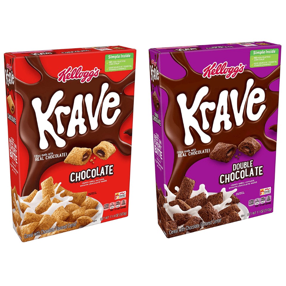Kellogg's Krave Cereal Chocolate / Cookies & Cream / Chocolate
