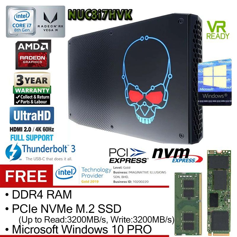 Intel NUC8i7HVK L10 Core i7 AMD Radeon RX Vega NUC Mini PC