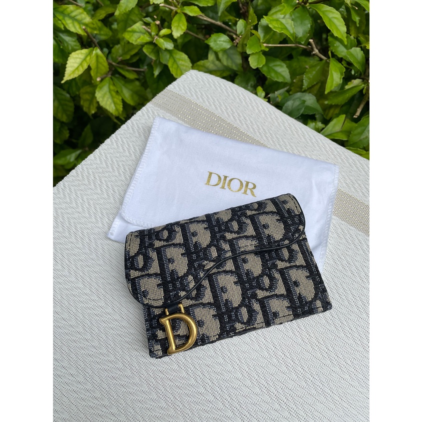 Blue dior best sale oblique jacquard wallet