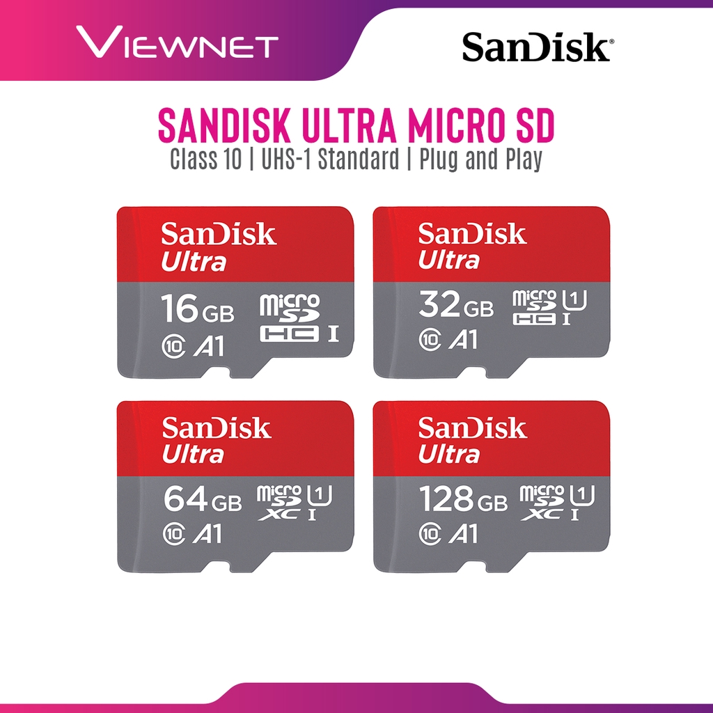 SanDisk Micro SD Ultra A1 Class 10 Memory Card, Plug and Play ( 16GB