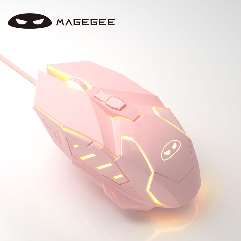 Magegee G Gaming Mouse Wired Colors Breathing Led Backlit Pink Silent Mouse Adjustable Dpi