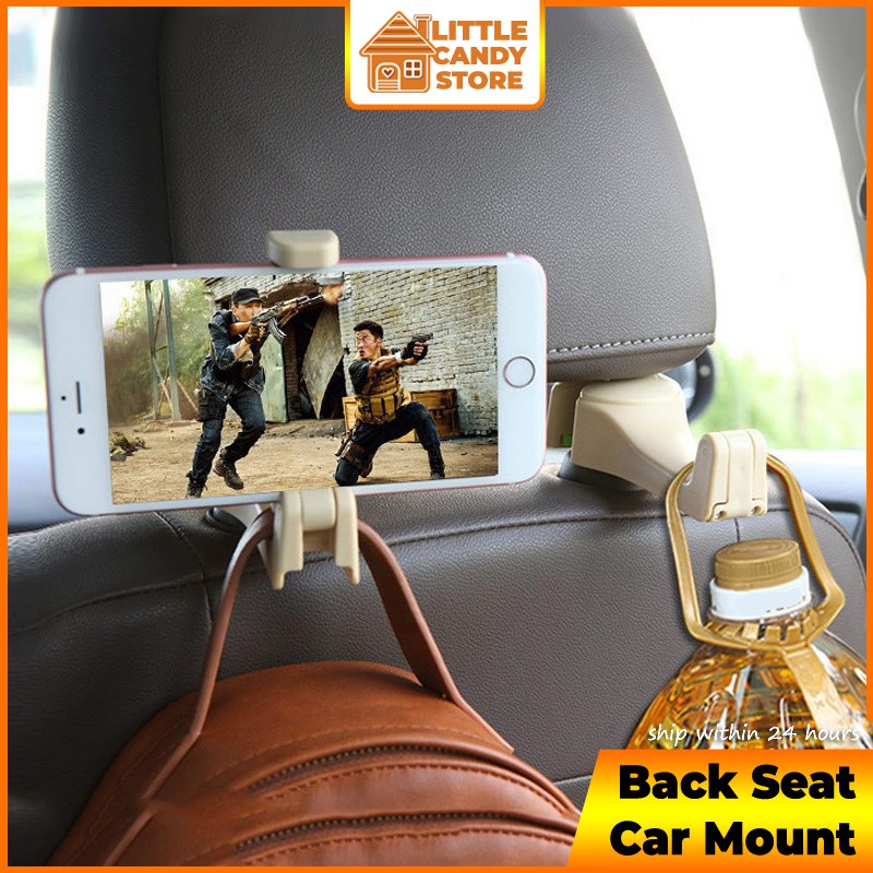 2in1 Car Headrest Mount with Handbag Hook & Phone Holder / Car Back