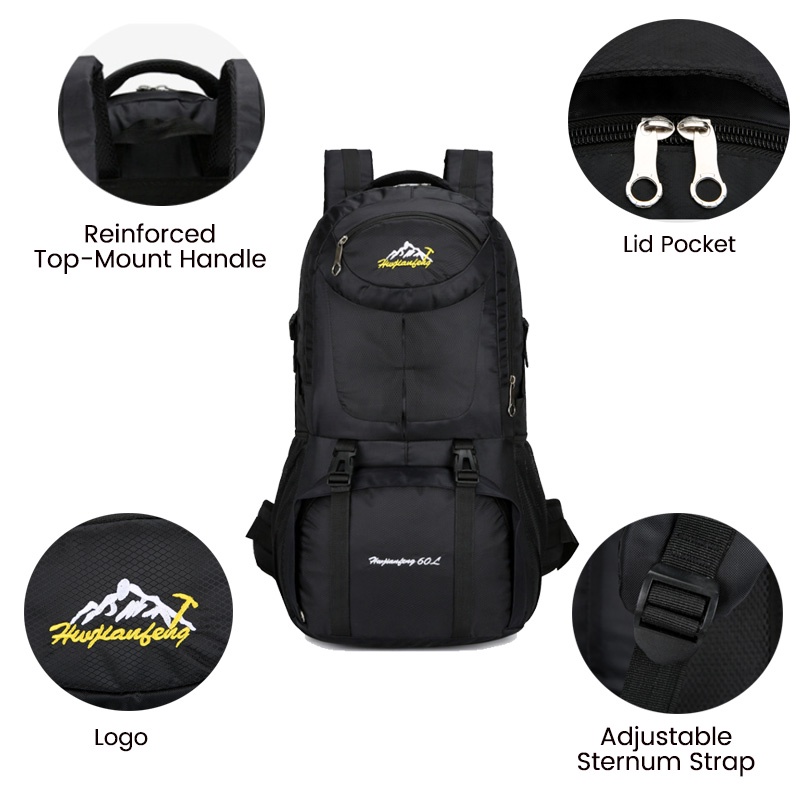 DFO Hiking Bag Waterproof Backpack Beg Hiking Travel Bag Outdoor Camping Bagpack Hiking Bagpack Beg Kalis Air Black PGMall