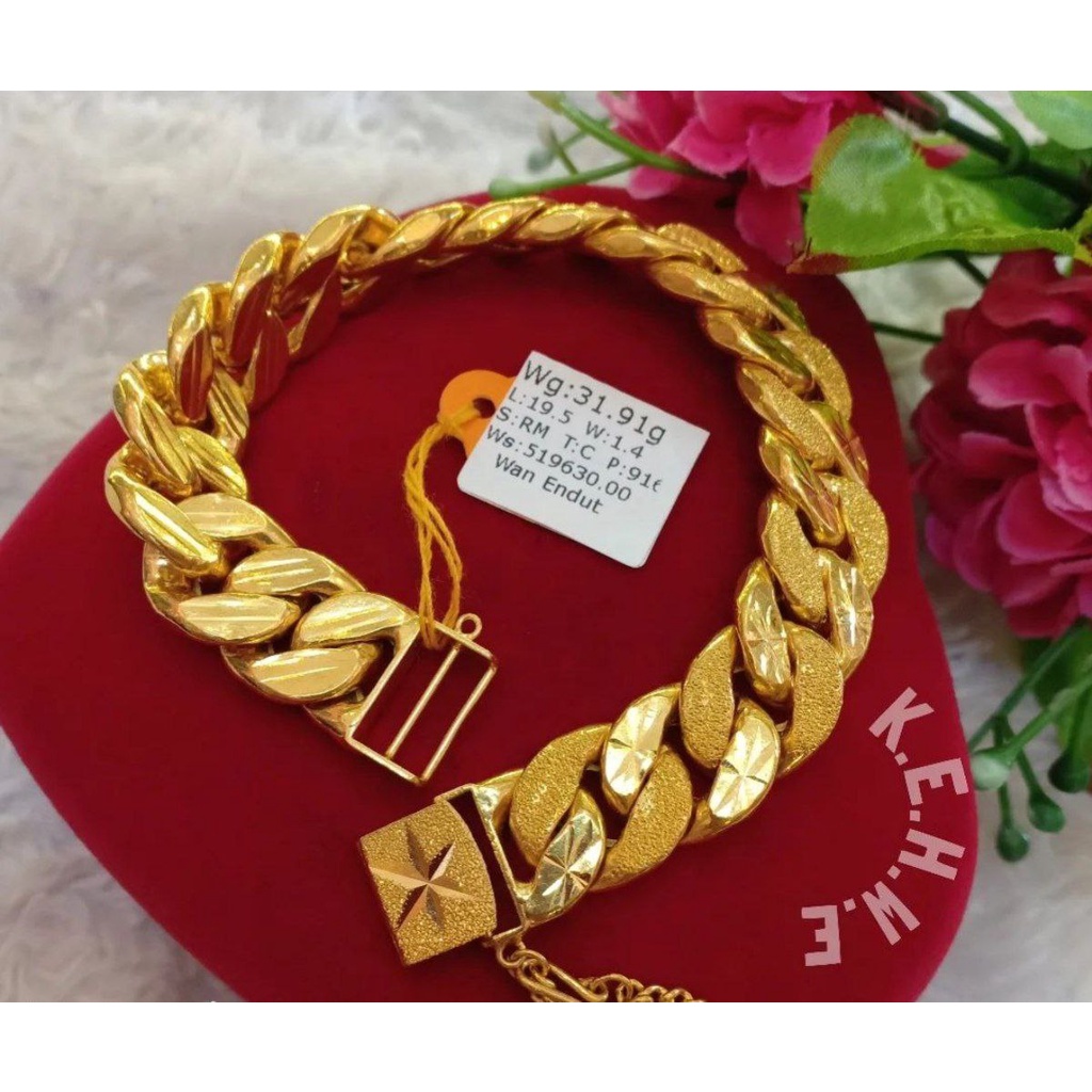 Rantai Tangan Benson Korea Cop 916 Emas 24k Gelang Bangkok Brecelet