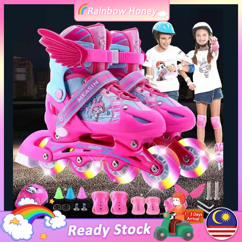 Children 8-Wheel Full Flash Kids Adjustable Inline Roller Skate kasut ...