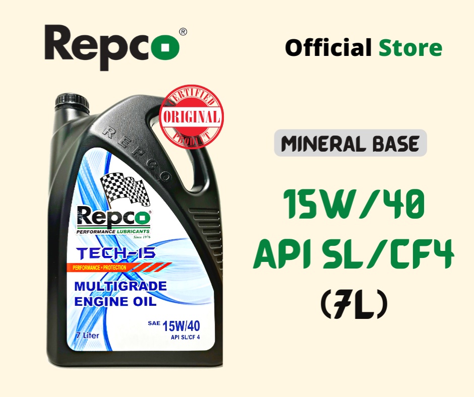 Repco Tech-15 15W/40 API SL CF4 Multigrade Engine Oil (7L) | Shopee ...