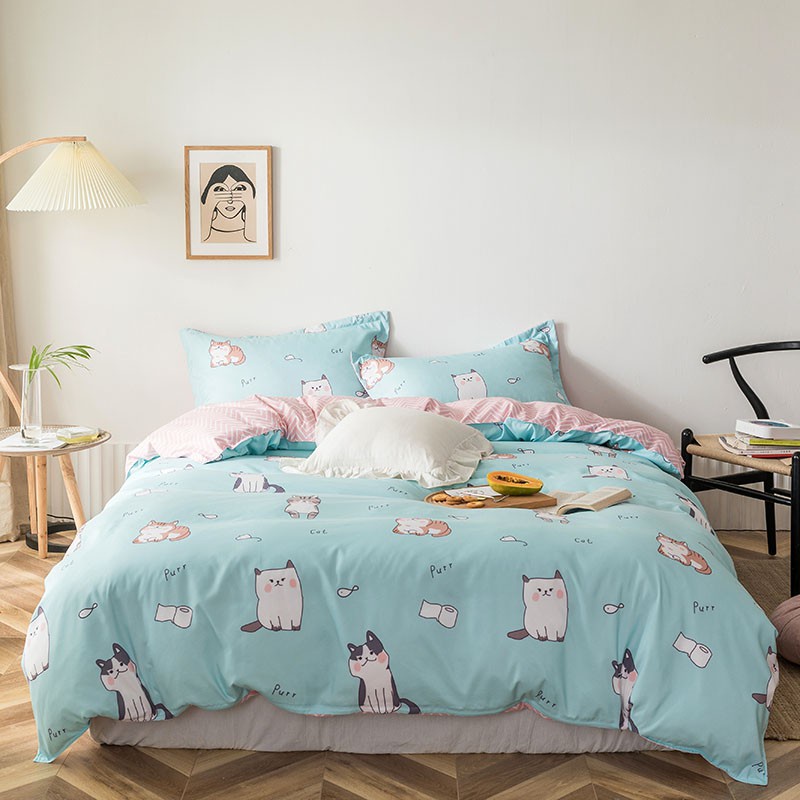 New Fat Cats 3/4in1 Bedding set Tempat Tidur Printed Bedsheet ...