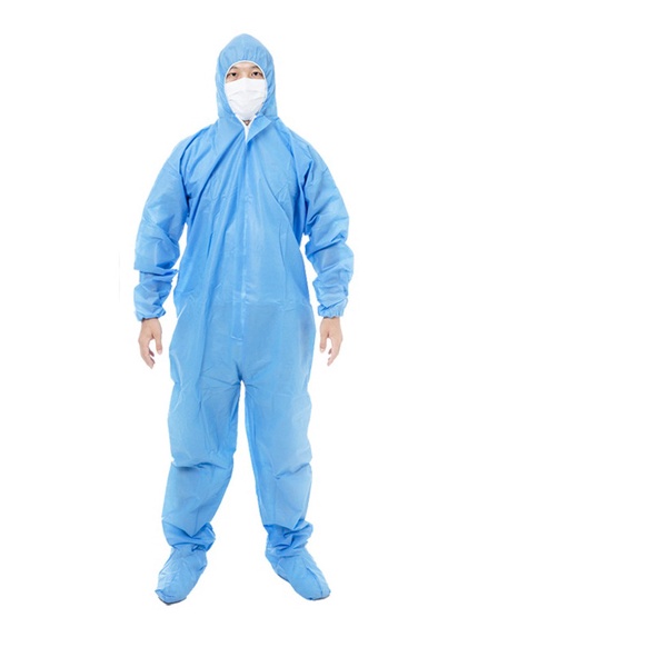 45gsm PPE HAZMAT Baju PPE PP Non Woven Isolation Suit Coverall Jump ...