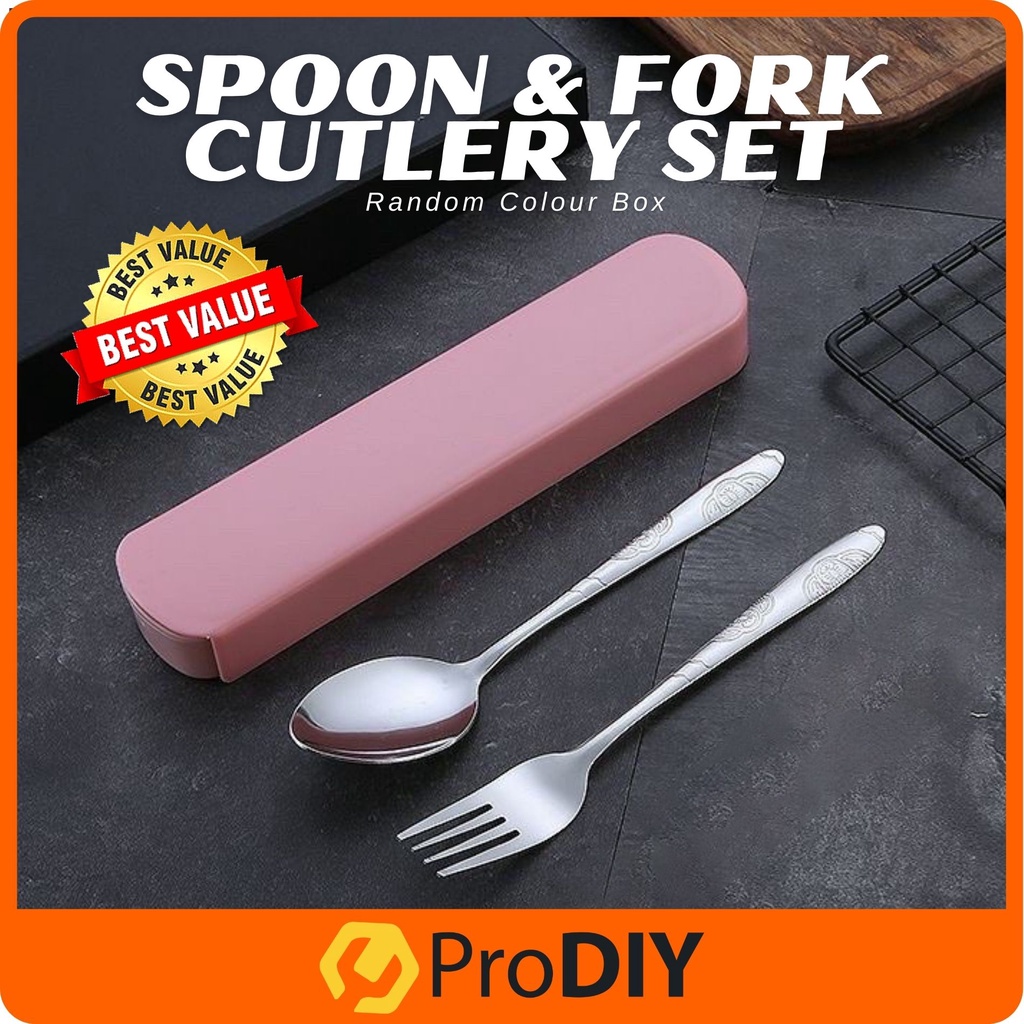 Stainless Steel Spoon & Fork Set Cutlery Set Travel With Box Tableware
