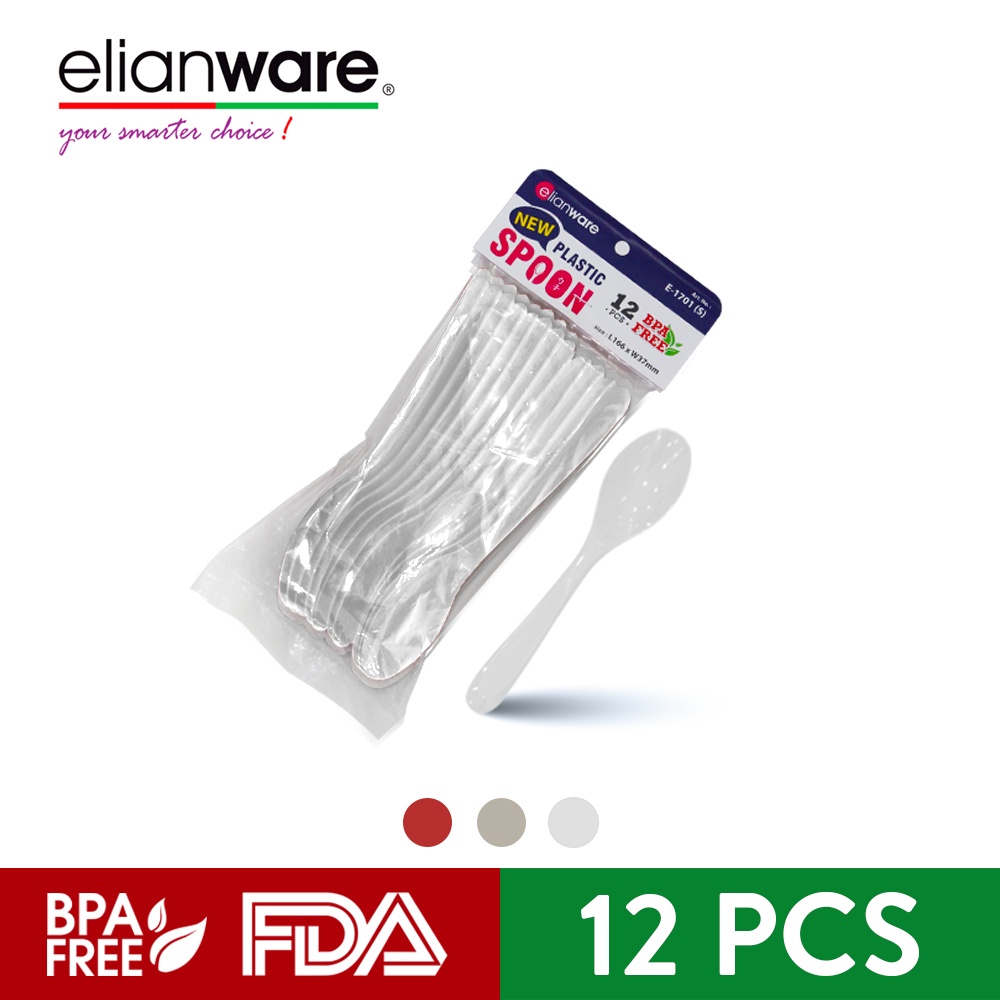 Elianware BPA Free Party Meals Reusable Plastic Spoon/Fork Set (12 Pcs