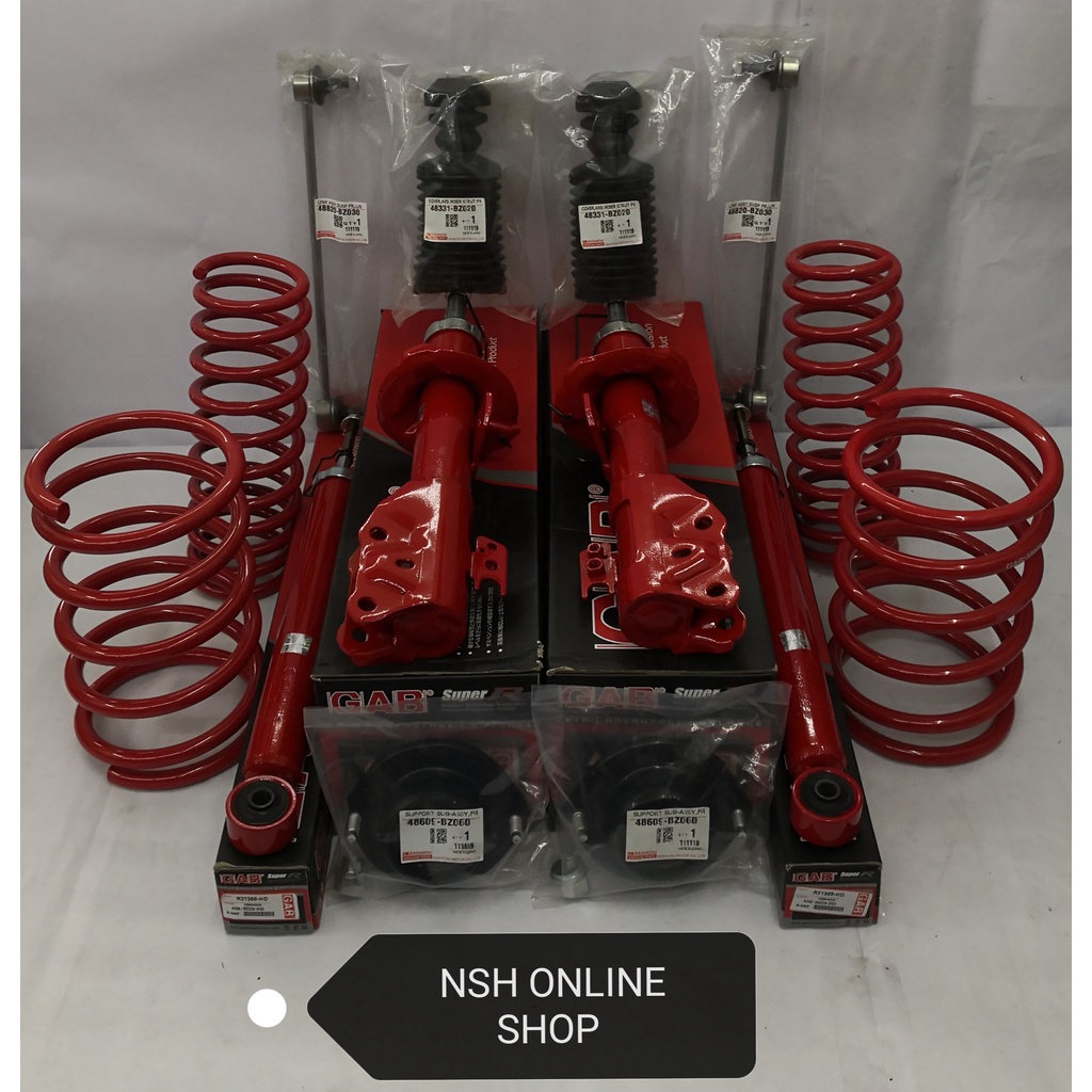 GAB Super R Absorber (Heavy Duty) Front & Rear+Sport Spring+Abs Mtg+Abs ...
