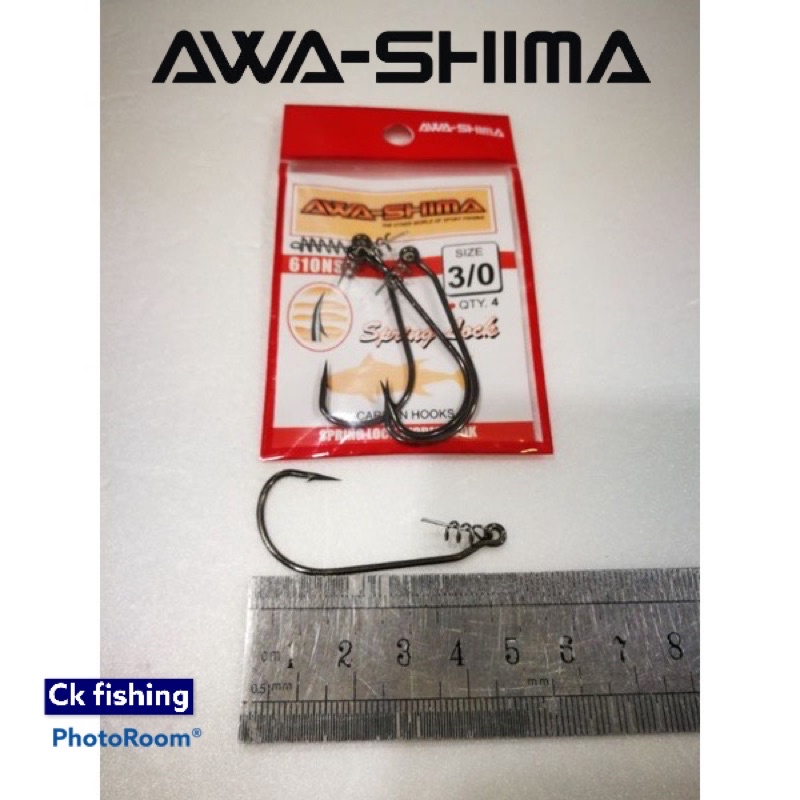 Awashima Worm Hook Size #1 To 5/0 Model 610NSB Spring Lock Worm Hook /  Fishing / Casting / Soft Plastic / SP Hook ..