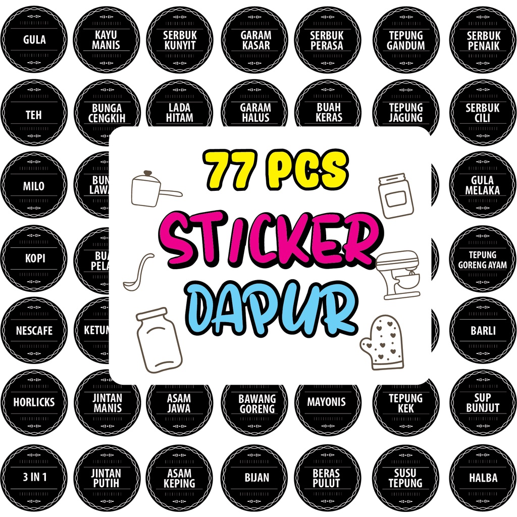 Sticker Label Dapur Waterproof - Senang Nak Tanda Bahan Atau Rempah Di ...