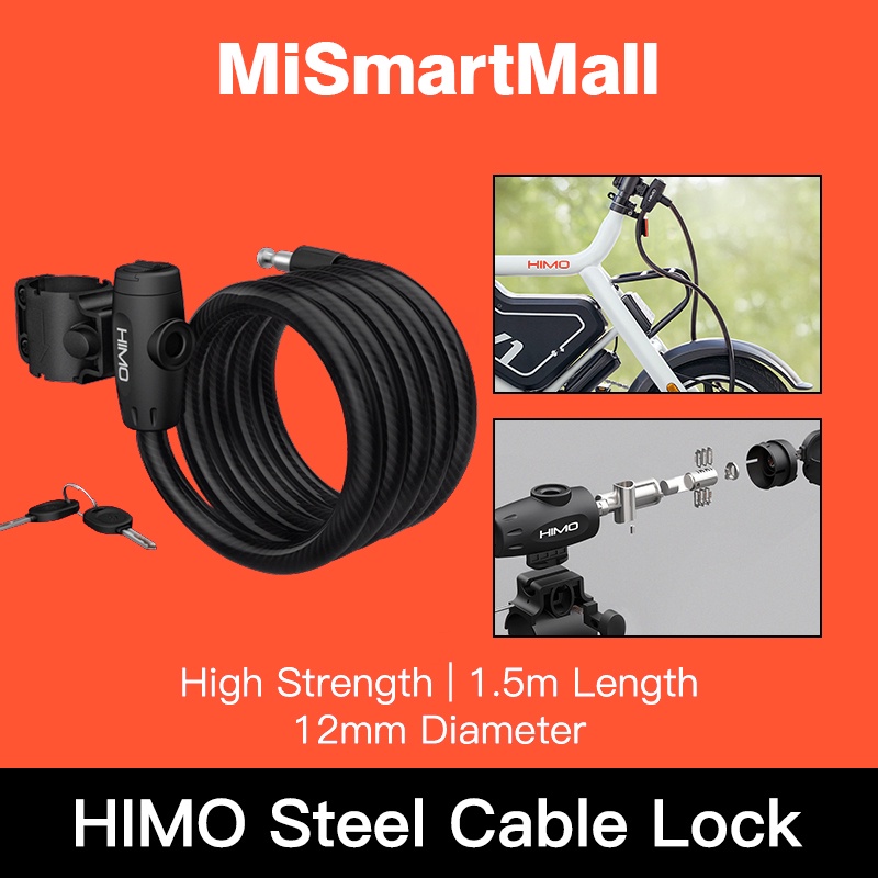 HIMO L150 Bicycle Lock Portable Folding Steel Cable Lock Multi-purpose ...