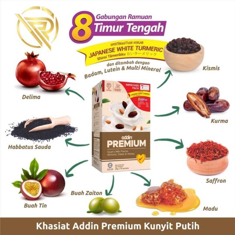 Addin Susu Kambing Premium Dengan Ekstrak Kurma Madu Badam Kunyit Putih