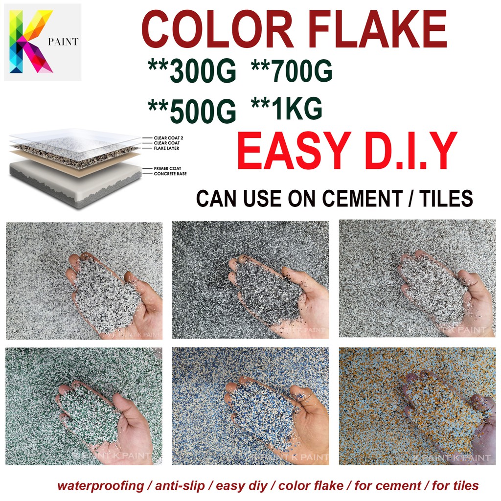 Epoxy Color Flake for Cement Tiles & Wall Waterproofing Antislip Grey