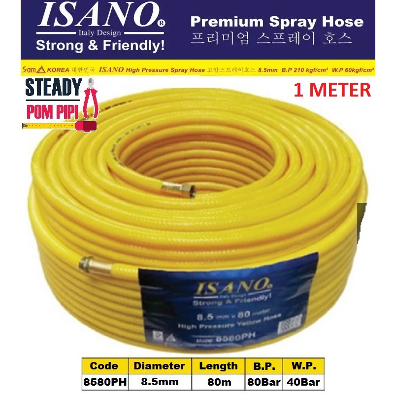 ISANO HIGH PRESSURE CHEMICAL HOSE / AIR HOSE 8.5MM X 1METER Shopee