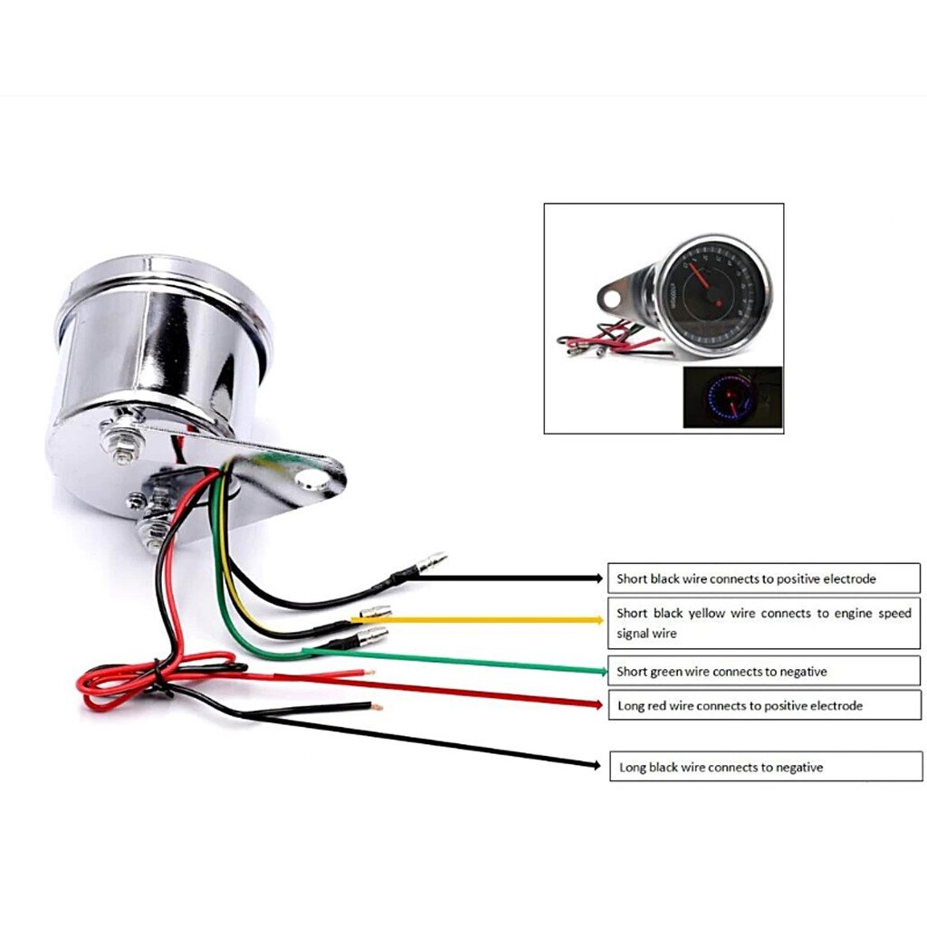 MOTORCYCLE RPM METER 12V TACHOMETER METER LED BACKLIGHT 13K RPM SHIFT ...
