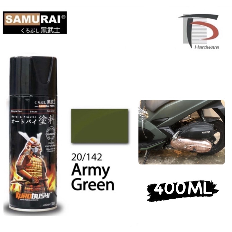 [100% ORIGINAL] SAMURAI STANDARD COLOUR SPRAY PAINT - ARMY GREEN 20/142 ...