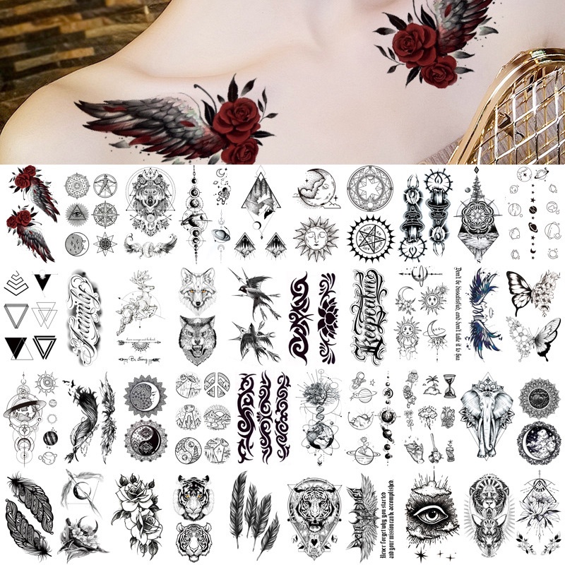 fake-tattoos-tattoo-sticker-waterproof-butterfly-stars-moon-fake-flash