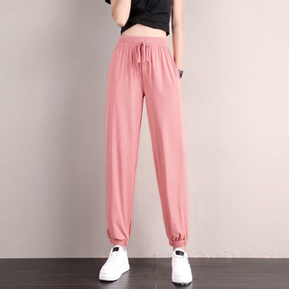 Ice Silk Sweat pants Women Summer Thin Loose Ankle-tied Harlan Sweatpants  Small Capri Casual Slimming Quick-Dry Pants - AliExpress