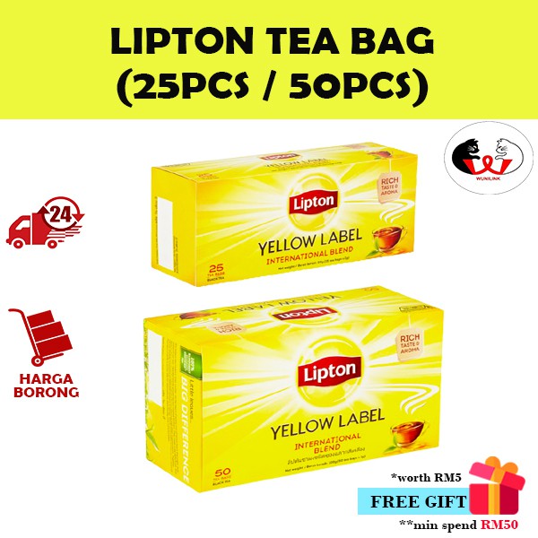 Lipton Yellow Label Black Tea Tea Bags/Lipton Teh Uncang [2G] (25pcs